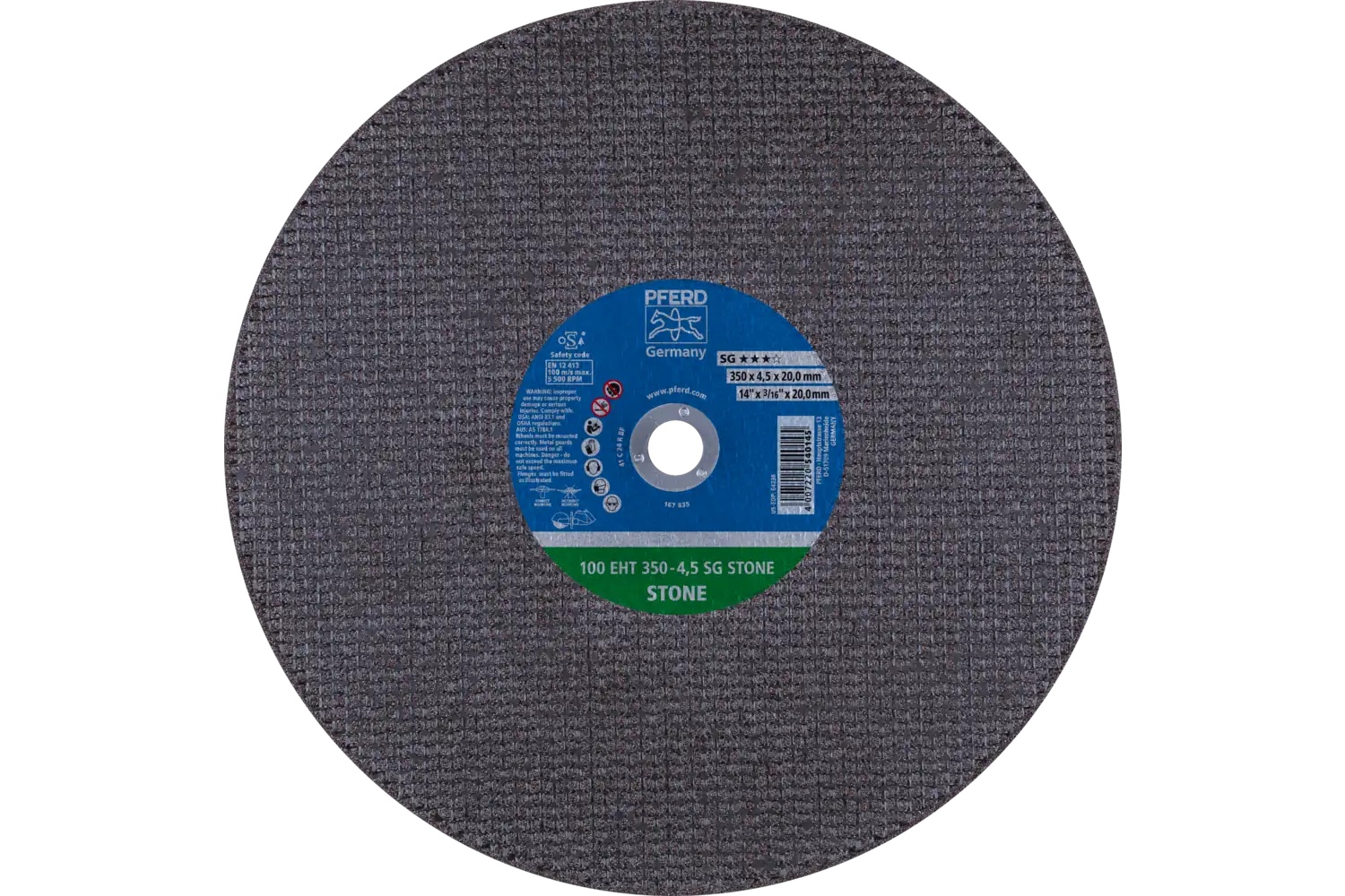 Picture of Pferd Portable Cut-Off Wheel, 14" X 1/8 X 20mm, Sg Stone, T1, Silicon Carbide